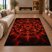 Red Arcane Star Circle Rug, room view 6