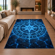 Blue Celestial Compass Rug, room view 6