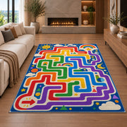 Rainbow Maze Lines Rug, room view 6