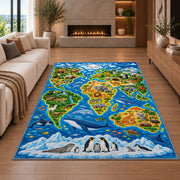 Wildlife Continent Map Rug, Printed Area Carpet for Kids Bedroom and Cozy Living Room Decor - image 6