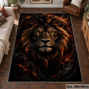Dark Lion Portrait area rug in black, bronze and ember orange, view 6
