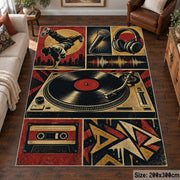 Vinyl Turntable Street Music area rug in rust, navy and cream, view 6