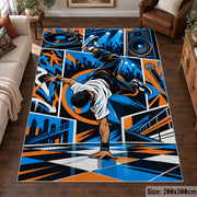 Breakdance Street Art area rug in electric blue, orange and black, view 6