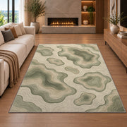 Organic Pebble Area Rug, Sage Green Abstract Stone Pattern Rug, Calm Modern Room Decor - Image 6