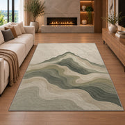 Abstract Mountain Wave Area Rug, Sage Green Layered Landscape Rug, Modern Neutral Decor - Image 6