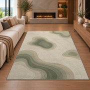 Abstract Pebble Area Rug, Sage Green Organic Shapes Rug, Soft Neutral Modern Room Decor - Image 6