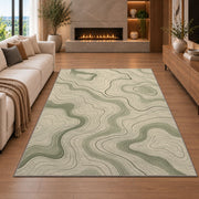 Abstract Wavy Line Area Rug, Sage Green Flowing Pattern Rug, Modern Organic Room Decor - Image 6