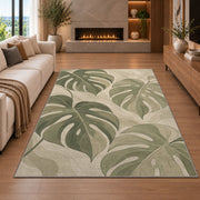 Monstera Leaf Area Rug, Sage Green Tropical Botanical Rug, Soft Neutral Room Decor - Image 6