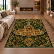 Crystal Decanter Rug in a living room with a fireplace