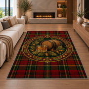 Tartan Whiskey Rug in a living room with a fireplace