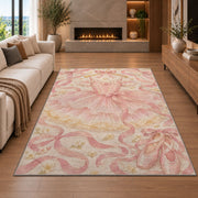 Pink tutu on hanger rug in a living room with a fireplace