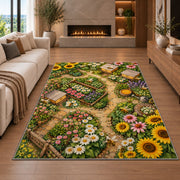 Bee Garden Top View Rug in a living room with a fireplace