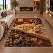 Reading Glasses and Candlelight rug in a living room with a fireplace