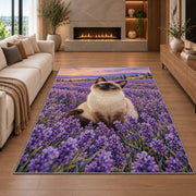 Siamese Cat Lavender rug in a living room with a fireplace