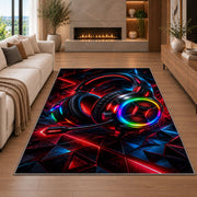 RGB Gaming Headset rug in a living room with a fireplace