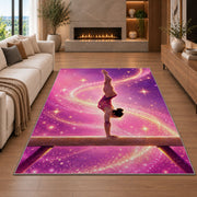 Gymnastics Balance Beam Rug in a living room with a fireplace