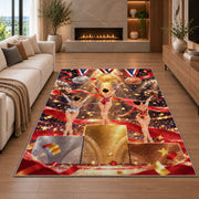 Gymnastics Podium Rug in a living room with a fireplace