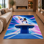 Gymnastics Vault Rug in a living room with a fireplace