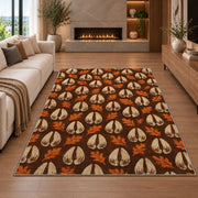Deer Tracks Pattern rug in a living room with a fireplace