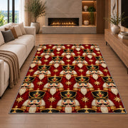 Nutcracker Heads Pattern Rug in a living room with a fireplace