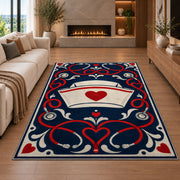 Vintage Nurse Cap Rug in a living room with a fireplace