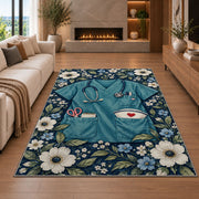 Nurse Scrubs Rug in a living room with a fireplace