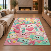 Cute Medical Bag Rug in a living room with a fireplace