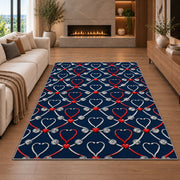 Stethoscope Heart Lattice Rug in a living room with a fireplace