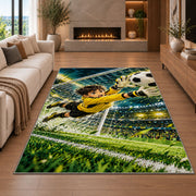 goalkeeper diving save rug in a living room with a fireplace