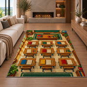 Classroom Desks Rug in a living room with a fireplace