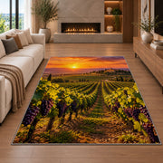 vineyard sunset rug in a living room with a fireplace