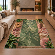 yoga mat flat lay rug in a living room with a fireplace