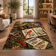 Birdwatching Gear Rug in a living room with a desk and large windows