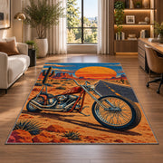 Chopper on Desert Highway Rug in a living room with a desk and large windows