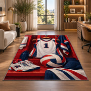 Volleyball Locker Jersey Rug in a living room with a desk and large windows