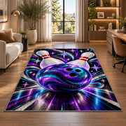 Sparkle Galaxy Bowling Ball Rug in a living room with a desk and large windows