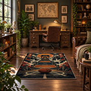 City Hoop Basketball Rug displayed in a home office