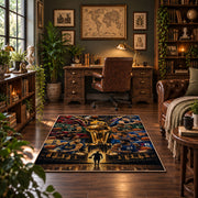 Futuristic Basketball Arena Rug displayed in a home office