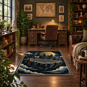 Mountain Canyon Basketball Court Rug displayed in a home office