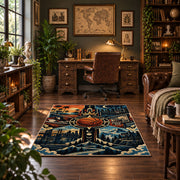 Basketball Trophy in the Clouds Rug displayed in a home office