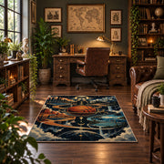 Smoky Basketball Hoop Rug displayed in a home office