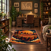 Desert Canyon Basketball Rug displayed in a home office