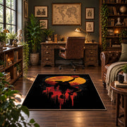 Melting Basketball Skyline Rug displayed in a home office
