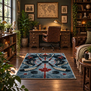 Maple Leaf Hockey Rink Rug displayed in a home office
