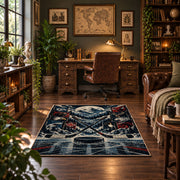 Mountain Hockey Puck Rug displayed in a home office