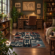 Hockey Arena Panel Collage Rug displayed in a home office