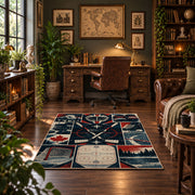 Hockey Rink Panel Collage Rug displayed in a home office