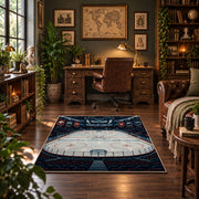 Ice Hockey Arena Stadium Rug displayed in a home office