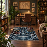 Frozen Mountain Hockey Goal Rug displayed in a home office