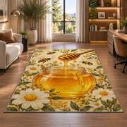 Honey Jar and Dipper Rug in a living room with a desk and large windows